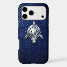 Silver Chrome Geometric Shark Blue Python iPhone