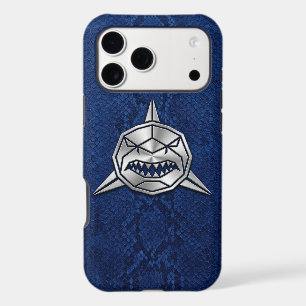 Silver Chrome Geometric Shark Blue Python iPhone