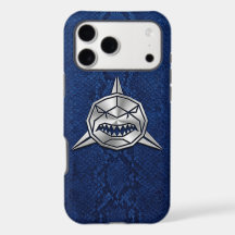 Silver Chrome Géométrique Requin Bleu Python iPhon