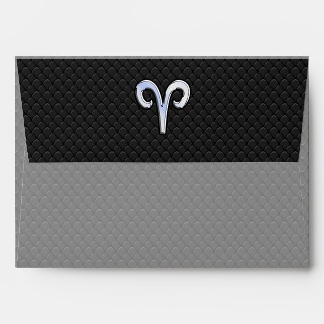 Silver Chrome Like Aries Zodiac Sign Envelopes (Back (Top Flap))