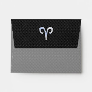 Silver Chrome Like Aries Zodiac Sign Envelopes