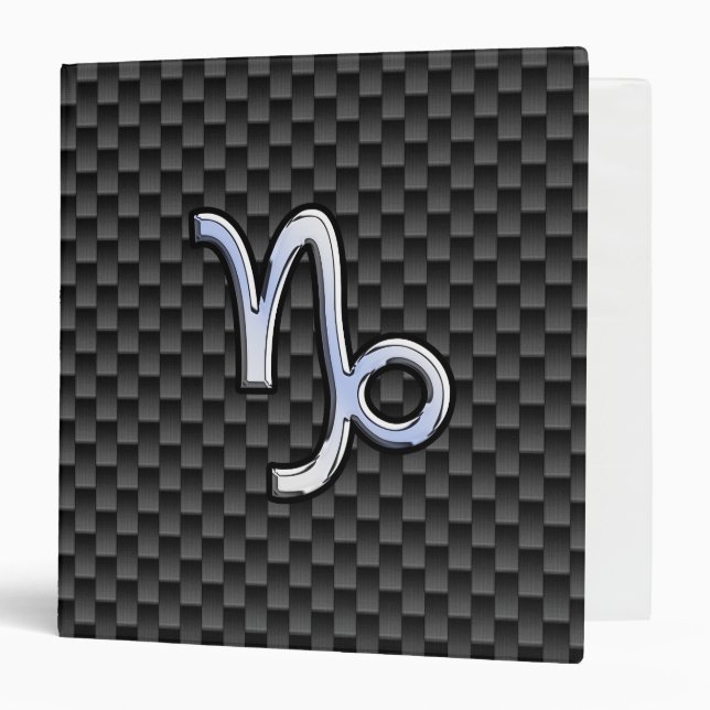Silver Chrome like Capricorn Symbol Carbon Fibre Binder (Front/Inside)