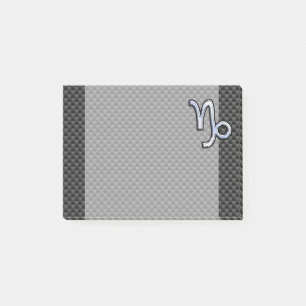 Silver Chrome like Capricorn Symbol Carbon Fibre Post-it Notes
