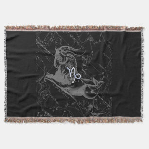 Silver Chrome like Capricorn Zodiac Sign Hevelius Throw Blanket