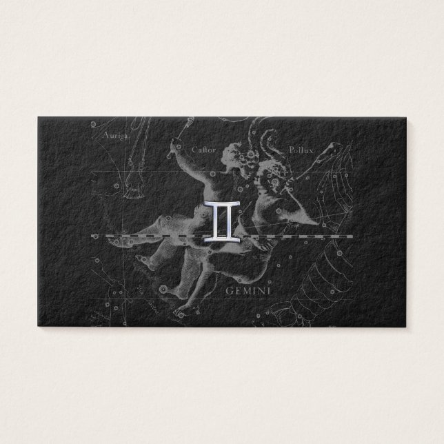 Silver Chrome like Gemini Zodiac Sign on Hevelius (Front)