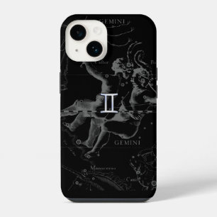 Silver Chrome like Gemini Zodiac Sign on Hevelius iPhone 14 Case