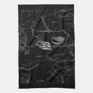 Silver Chrome like Libra Zodiac Sign on Hevelius Kitchen Towel