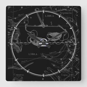 Silver Chrome like Libra Zodiac Sign on Hevelius Square Wall Clock