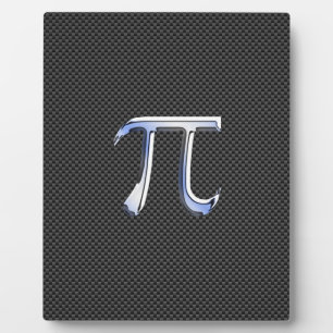 Silver Chrome Like Pi Symbol on Carbon Fibre Plaque
