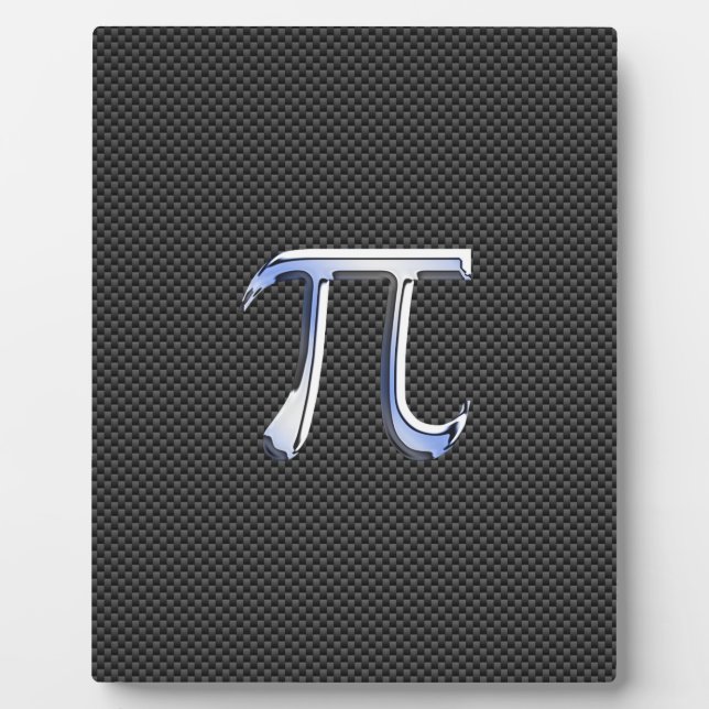 Silver Chrome Like Pi Symbol on Carbon Fibre Plaque (Front)