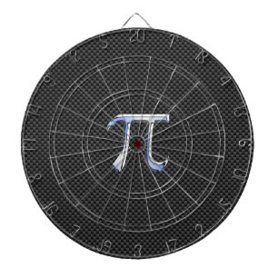 Silver Chrome Like Pi Symbol on Carbon Fibre Print Dartboard