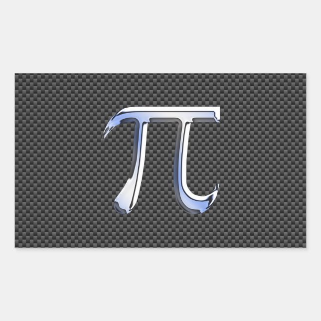 Silver Chrome Like Pi Symbol on Carbon Fibre Sticker (Front)