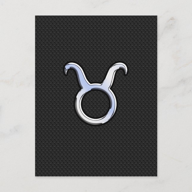 Silver Chrome Like Taurus Zodiac Sign Postcard (Front)