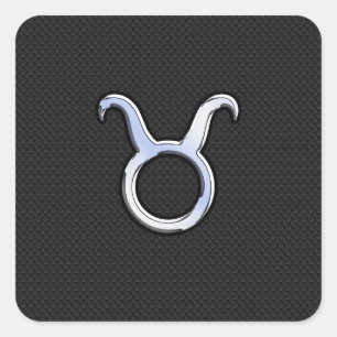 Silver Chrome Like Taurus Zodiac Sign Square Sticker