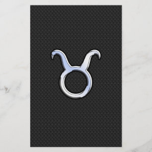 Silver Chrome Like Taurus Zodiac Sign Stationery