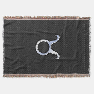 Silver Chrome Like Taurus Zodiac Sign Throw Blanket
