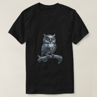 Silver Chrome Owl – Gothic and Futurist Style T-Shirt