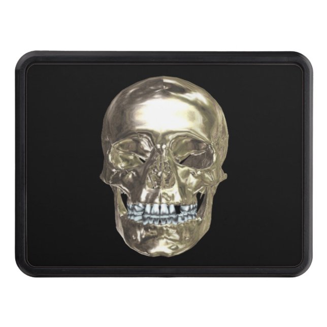 Silver Chrome Skull Trailer Hitch Cover (Front)