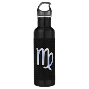 Silver Chrome Virgo Zodiac Sign on snake skin 710 Ml Water Bottle