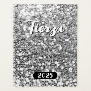 Silver Chunky Glitter Personalized 2025 Planner