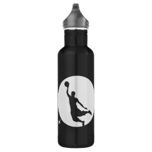 Silver Circle Silhouette Basketball Personalized 710 Ml Water Bottle
