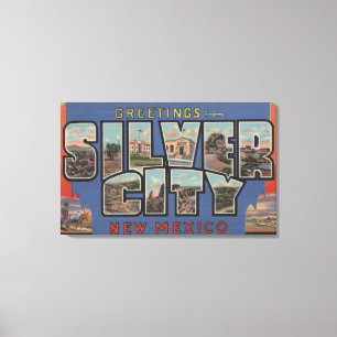 Silver City, New Mexico - Large Letter Scenes Canvas Print