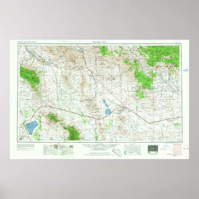Silver City NM Topo Map Poster (Front)