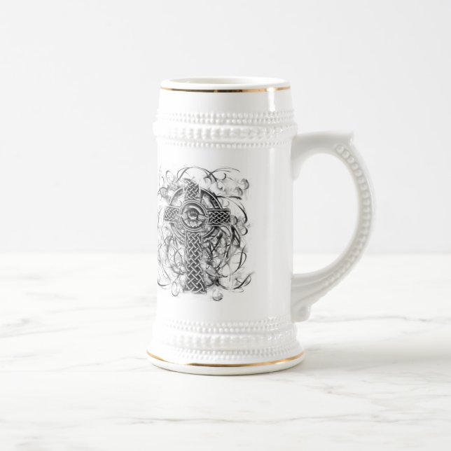 "Silver Claddagh Cross" Beer Stein (Right)