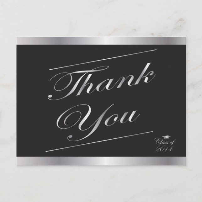 Silver Class of 2014 Graduation Thank You Postcard (Front)