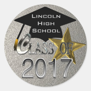 Silver Class Of 2017 Graduation Seal Sticker