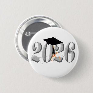 Silver Class of 2026 Graduation 2 Inch Round Button