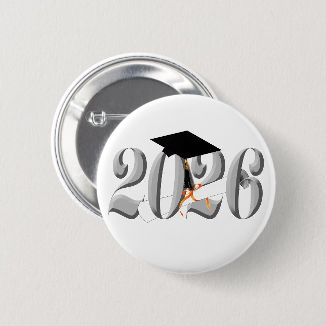  Silver Class of 2026 Graduation 2 Inch Round Button (Front & Back)