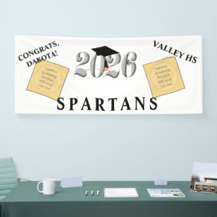 Silver Class of 2026 Graduation Banner