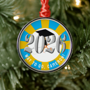 Silver Class of 2026 Graduation Metal Ornament