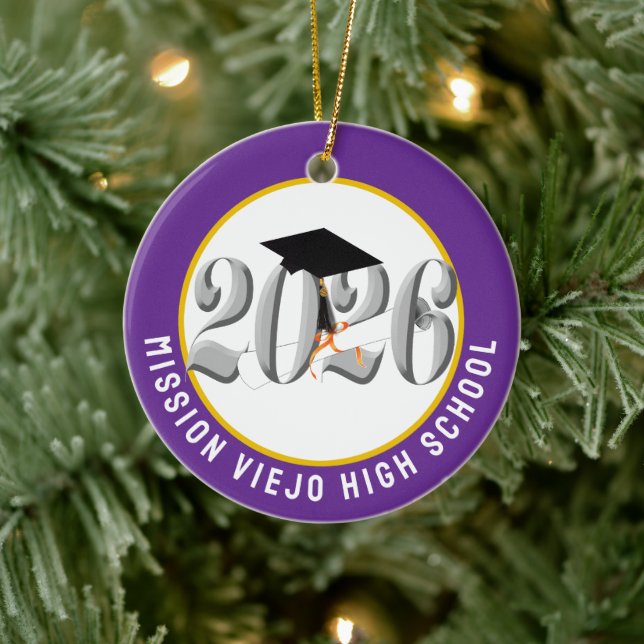 Silver Class of 2026 Photo Graduation Ceramic Ornament (Tree)