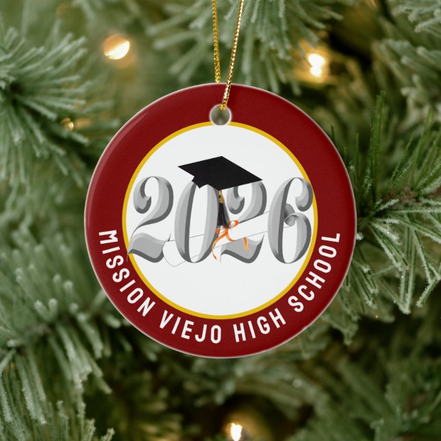 Silver Class of 2026 Photo Graduation Ceramic Ornament (Tree)