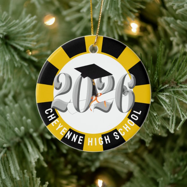 Silver Class of 2026 Photo Graduation Ceramic Ornament (Tree)