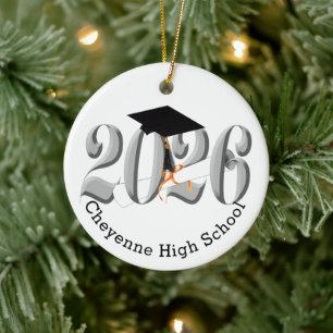 Silver Class of 2026 Photo Graduation Ceramic Ornament