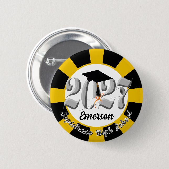Silver Class of 2027 Graduation 2 Inch Round Button (Front & Back)