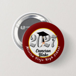 Silver Class of 2027 Graduation 2 Inch Round Button