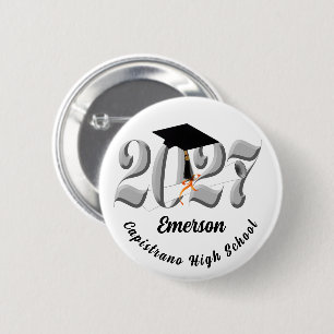 Silver Class of 2027 Graduation 2 Inch Round Button