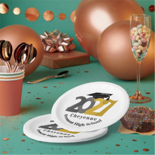Silver Class of 2027 Graduation Paper Plate