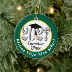 Silver Class of 2027 Photo Graduation Ceramic Ornament