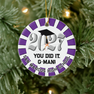 Silver Class of 2027 Photo Graduation Ceramic Ornament