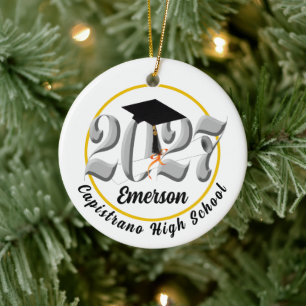Silver Class of 2027 Photo Graduation Ceramic Ornament