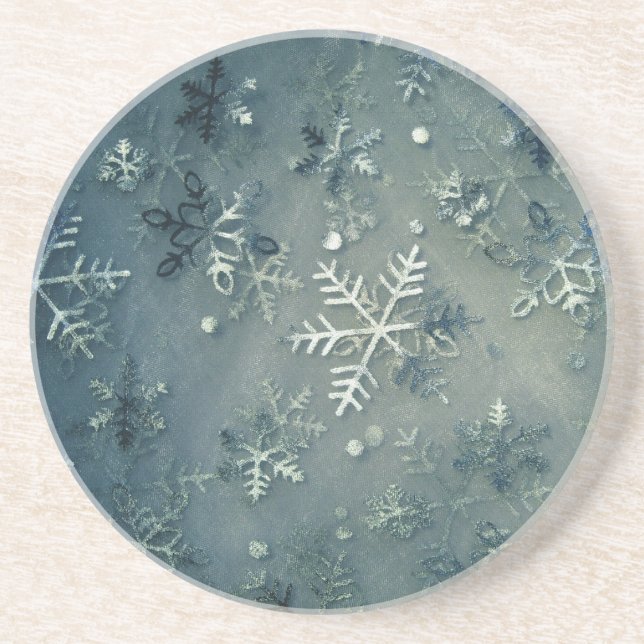 Silver cloth snowflakes coaster (Front)