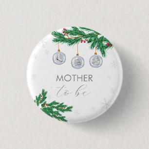 Silver Clothes Ornaments Mother To Be Baby Shower 1 Inch Round Button