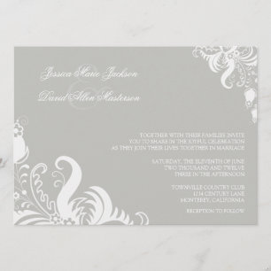 Silver Cloud Floral Accent Wedding Invitation