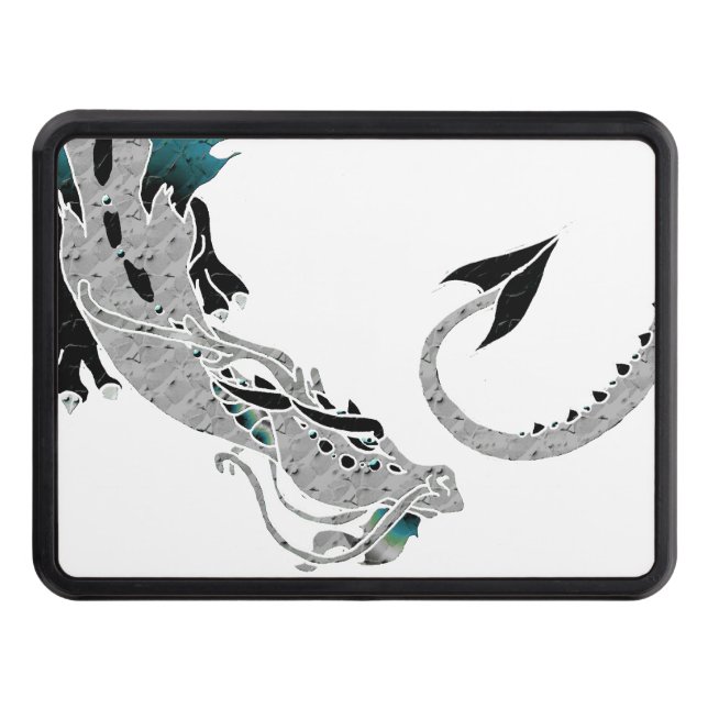 Silver Coiled Dragon Trailer Hitch Cover (Front)