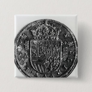 Silver coin 2 inch square button
